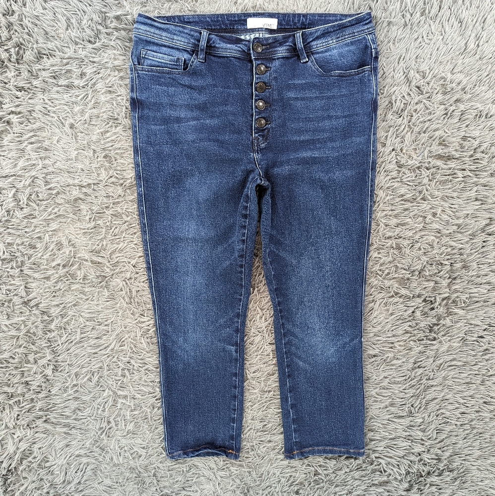 VERVET Jeans Women's 16 Dark Wash Haylie High Rise Button Fly Ankle Skinny Denim